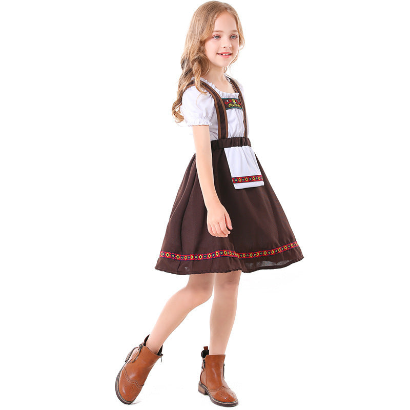 Damen nan traditionelles Mädchen-Dirndlkleid mit Schürze und dekorativen Stickereien