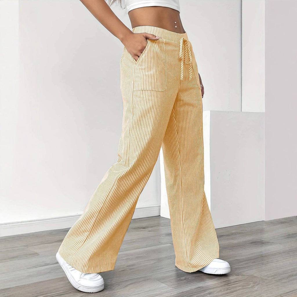 Damen nan weite Baumwoll-Loungehose mit Tunnelzug und Seitentaschen