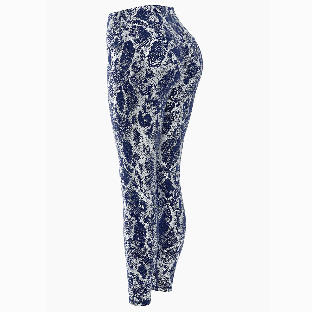 Damen nan hoch taillierte Sportleggings mit formender Kompression und strukturierter Schlangenprägung