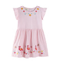 Mädchen Sommerkleid mit floralem Design und verspielten Flamingo-Applikationen