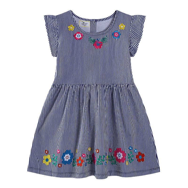 Mädchen Blumenstickerei Sommerkleid