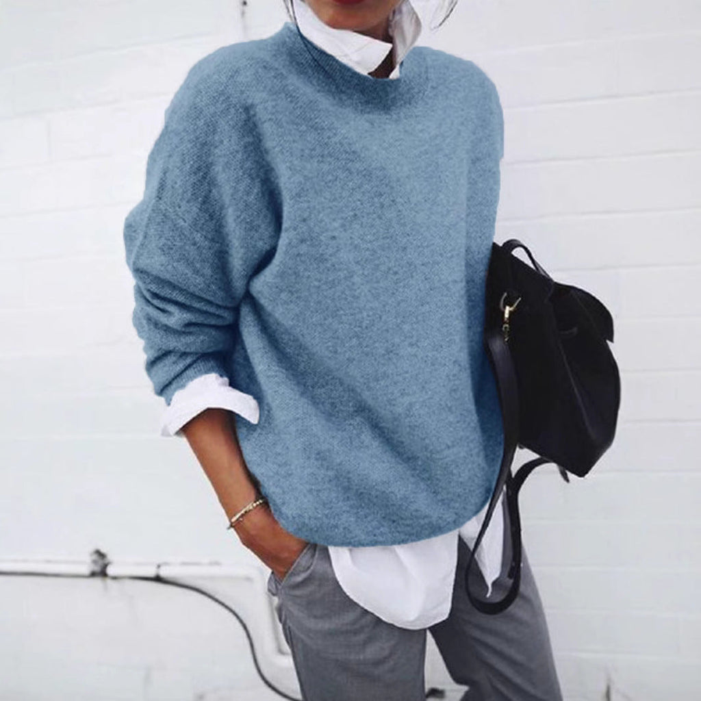 Damen nan gemütlicher Oversize-Strickpullover mit Stehkragen