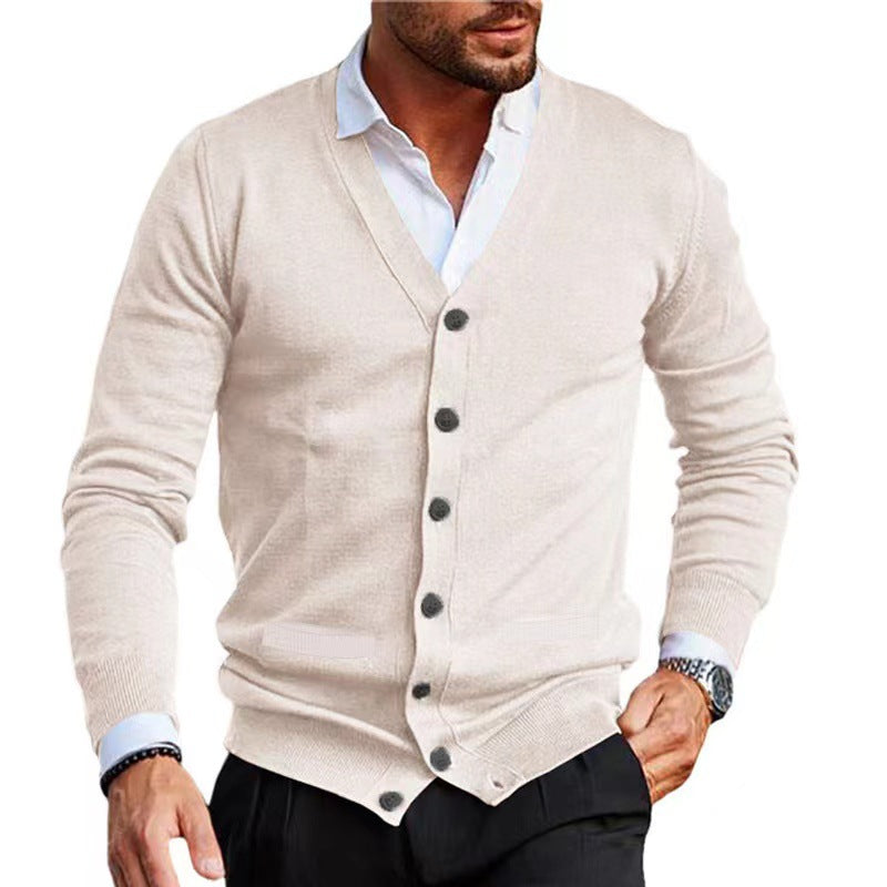 Herren nan Feinstrick V-Ausschnitt Cardigan mit Knopfleiste und Eingrifftaschen