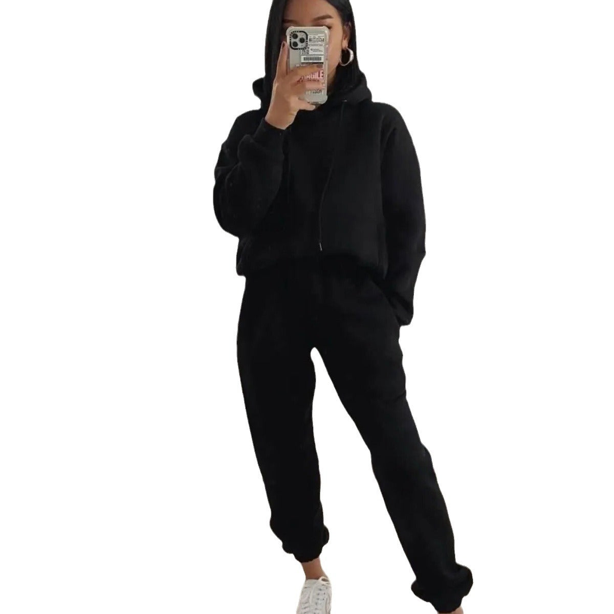 Damen nan kuscheliger Oversize-Kapuzenpullover und Highwaist-Jogginghose Set