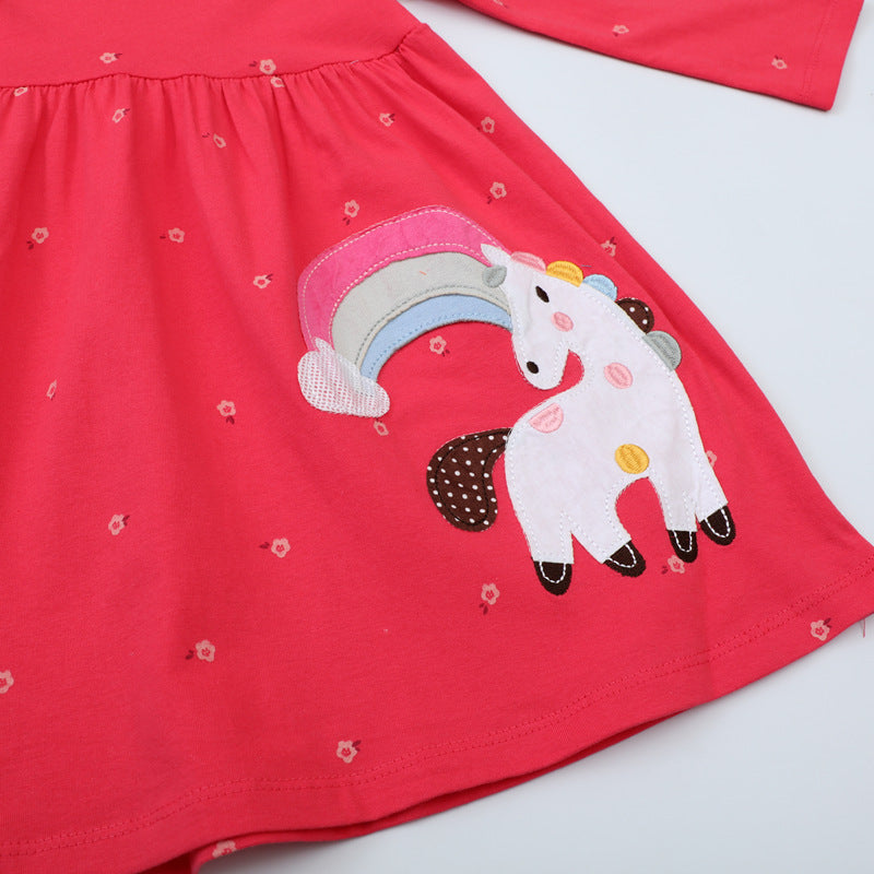 Mädchen Langarmkleid mit bezauberndem Einhorn-Design