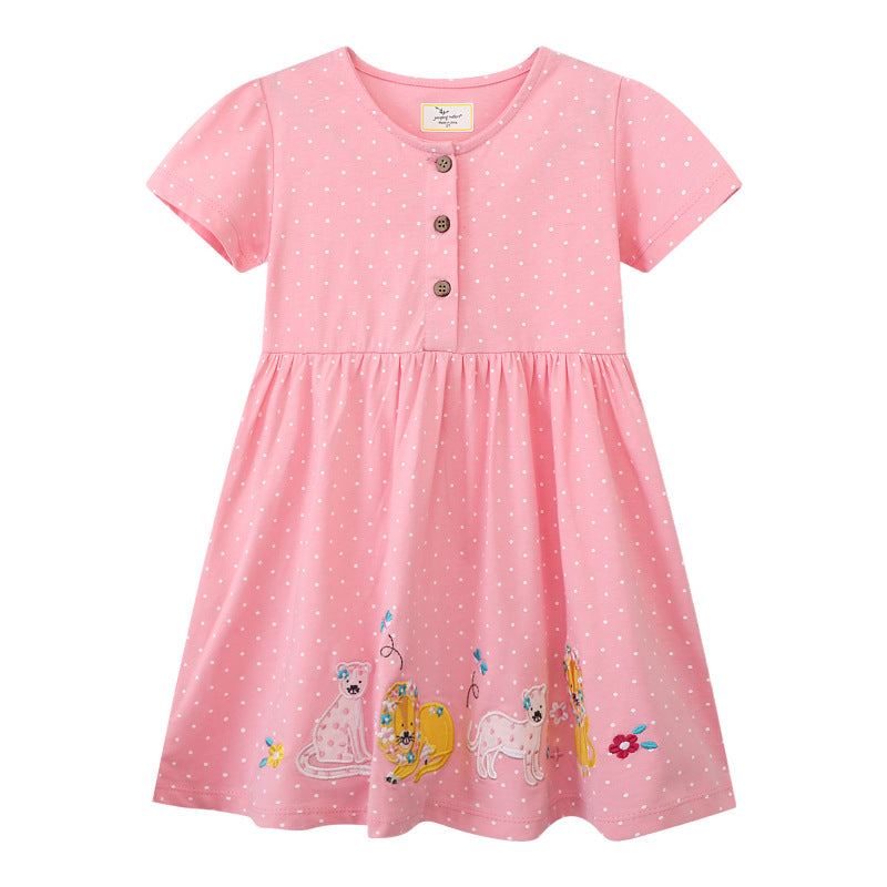 Mädchen Sommerkleid mit niedlichen Tierapplikationen