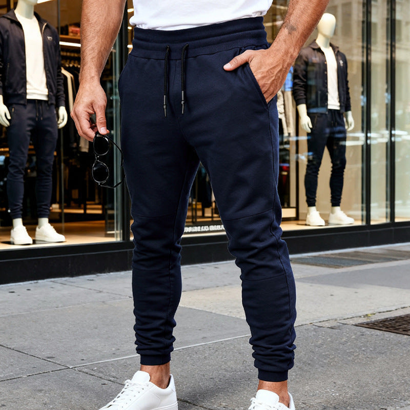 Herren nan tapered Jogginghose mit Kniepasse, elastischem Tunnelzugbund und Reißverschlusstaschen