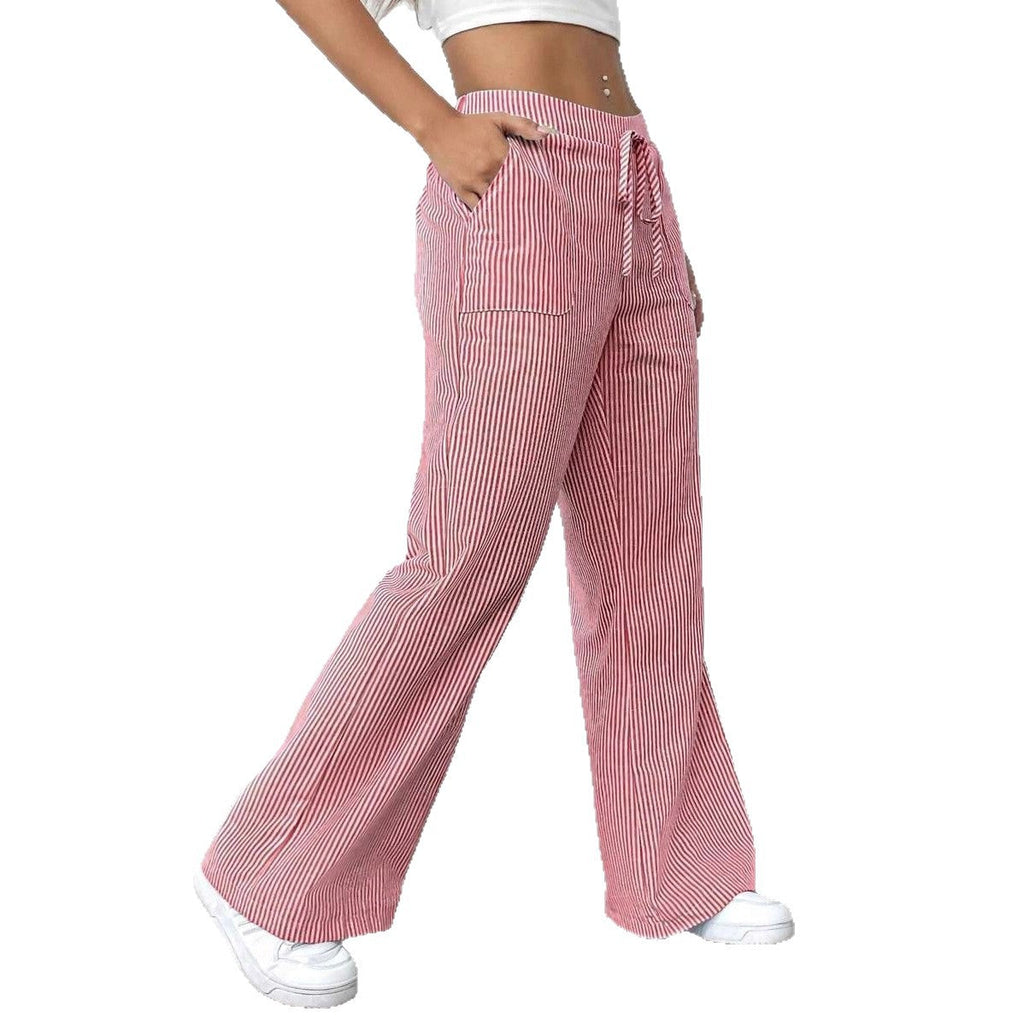 Damen nan weite Baumwoll-Loungehose mit Tunnelzug und Seitentaschen