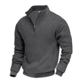 Herren nan wärmendes Waffel-Halbzip-Sweat mit Kastenquadratstruktur und Kängurutasche