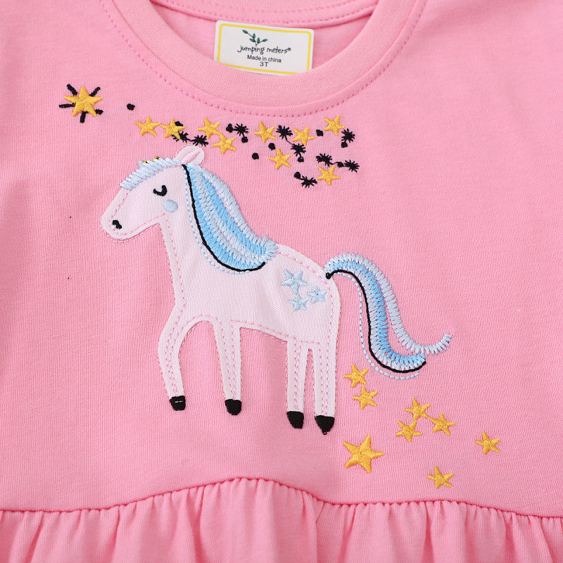Mädchen Kurzarm Kleid mit bezauberndem Einhorn-Design