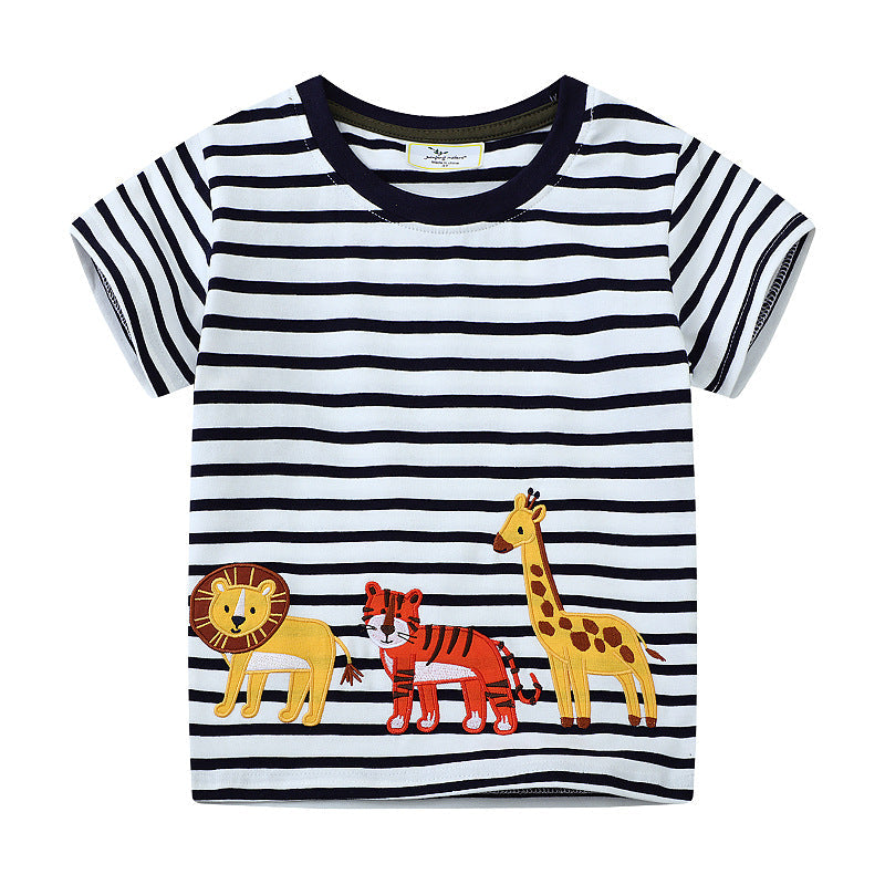 Kinder T-Shirt mit lendigen Tierapplikationen