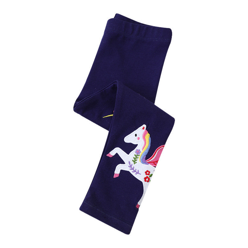 Mädchen Leggings mit bunten Einhorn-Applikationen
