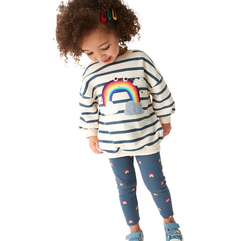 Mädchen Sweatshirt mit buntem Regenbogen-Design