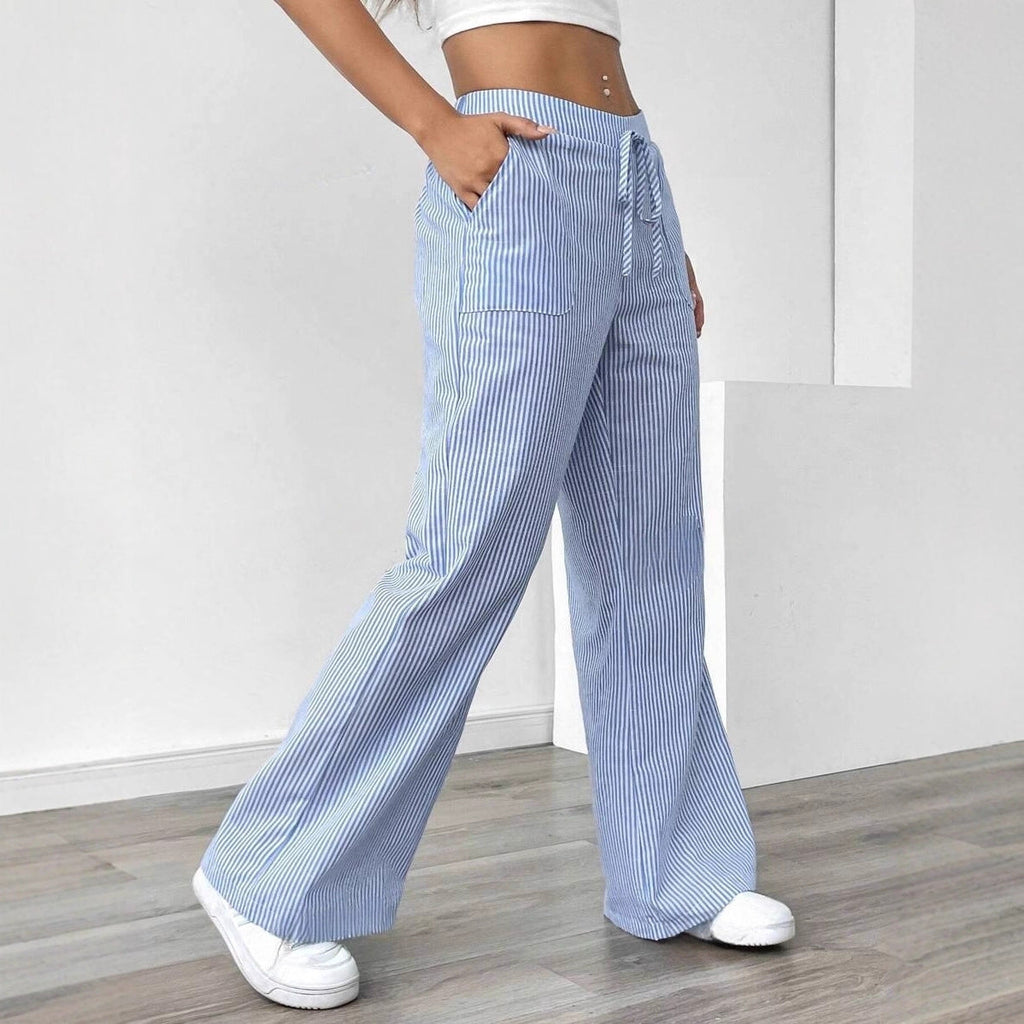 Damen nan weite Baumwoll-Loungehose mit Tunnelzug und Seitentaschen