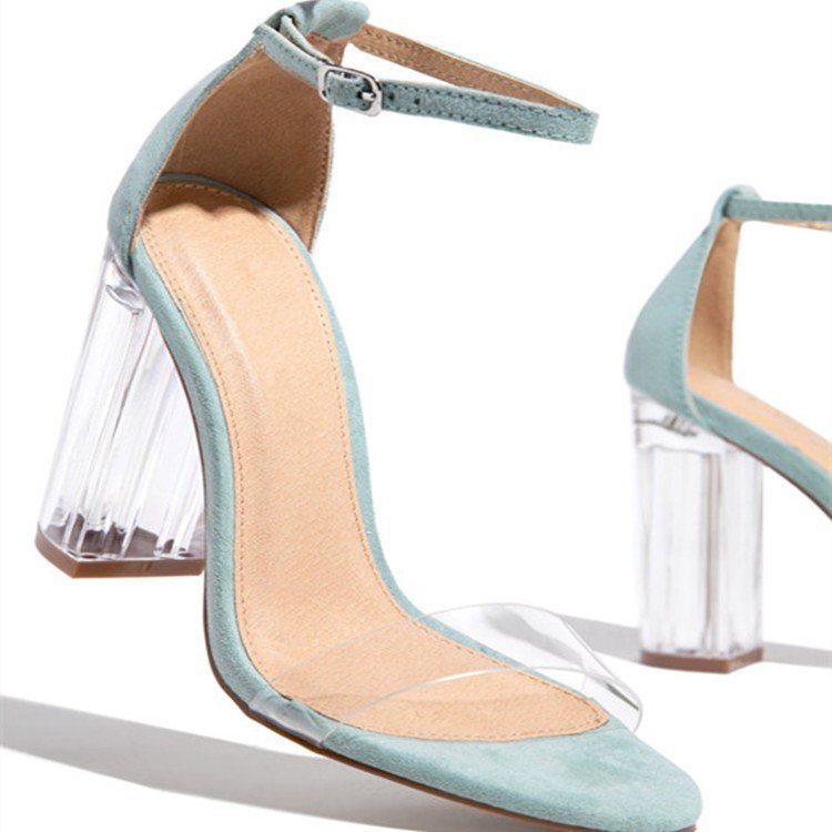 Damen elegante High Heel Sandalen mit transparentem Blockabsatz Selmira