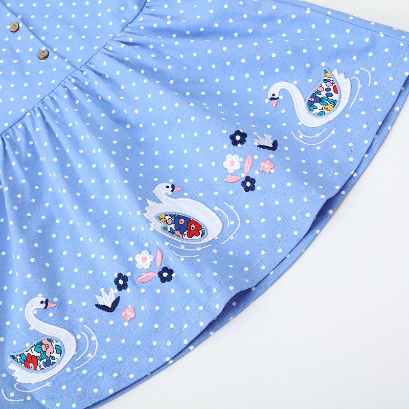 Mädchen Sommerkleid mit verspieltem Schwanenmotiv