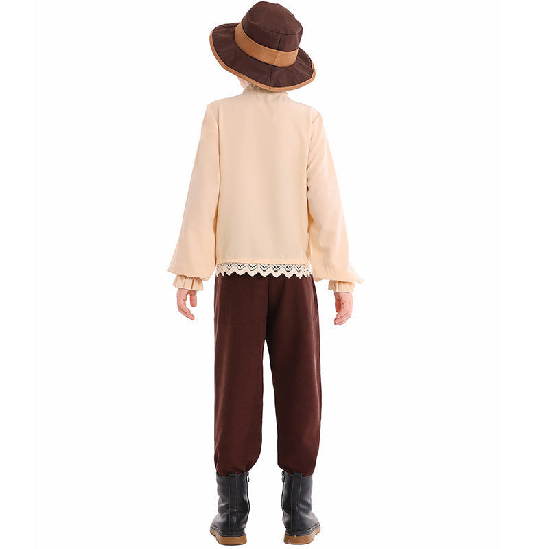 Unisex nan Kinderkostüm Set mit bestickter Paisley-Weste und Rüschenbluse