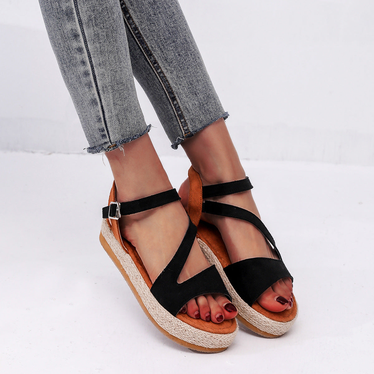 Damen Elegante und komfortable Keil-Sandalen mit verstellbarem Riemen Selmira