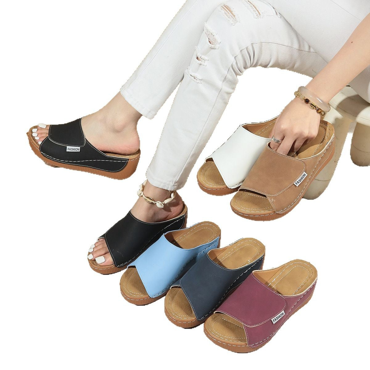 Damen Komfortable Wedge-Pantoletten mit flexibler Sohle und stylischem Riemen Selmira