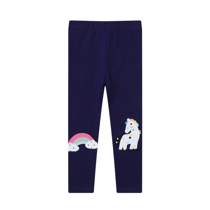 Mädchen Leggings mit zauberhaften Einhorn- und Regenbogen-Applikationen