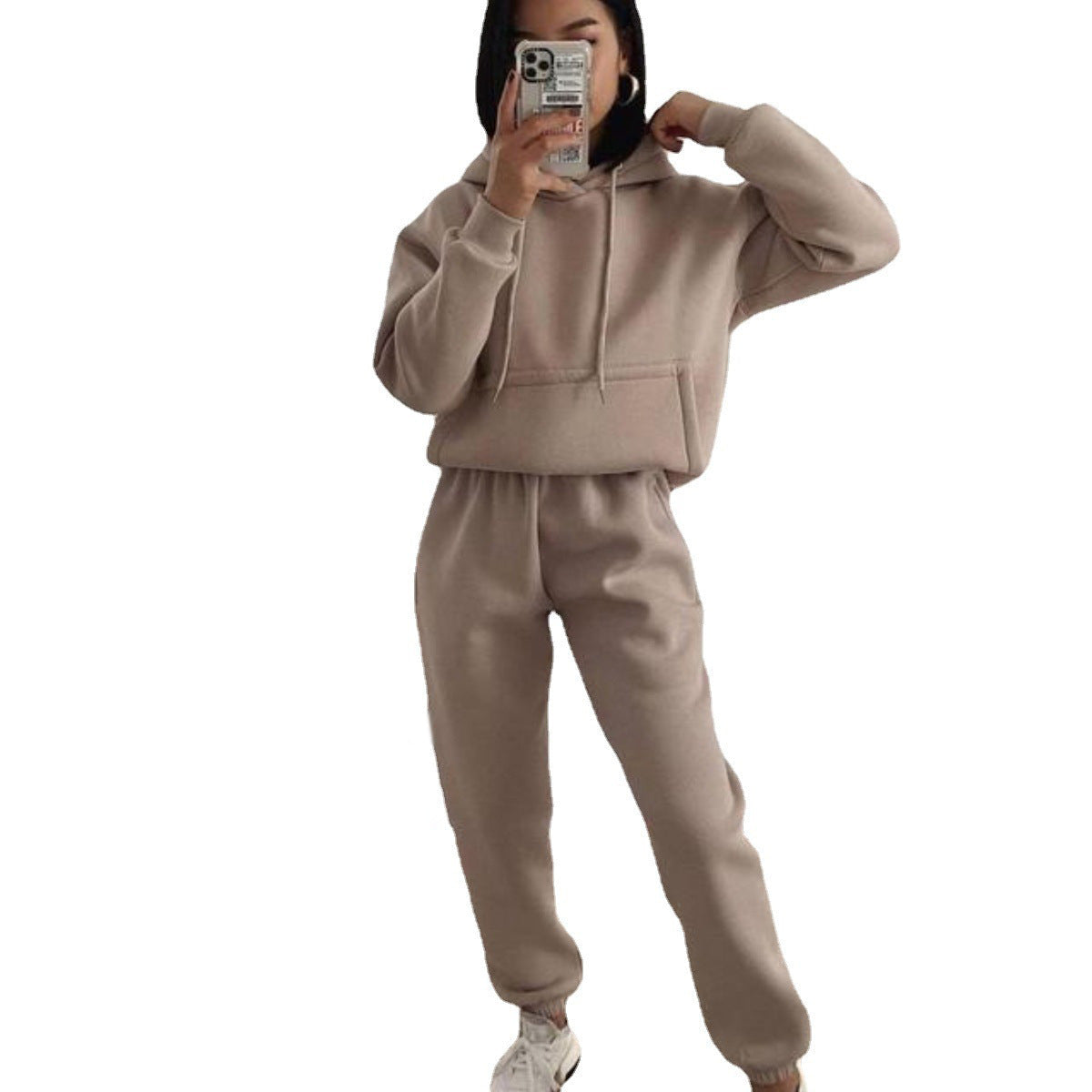 Damen nan kuscheliger Oversize-Kapuzenpullover und Highwaist-Jogginghose Set