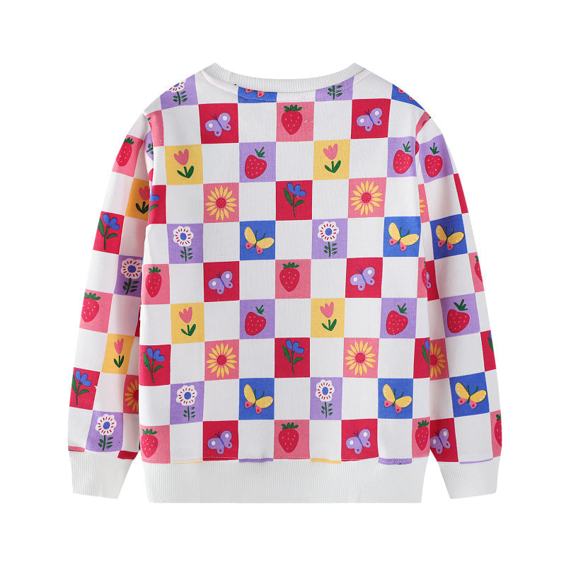Mädchen Sweatshirt mit buntem Blumen- und Fruchtmuster