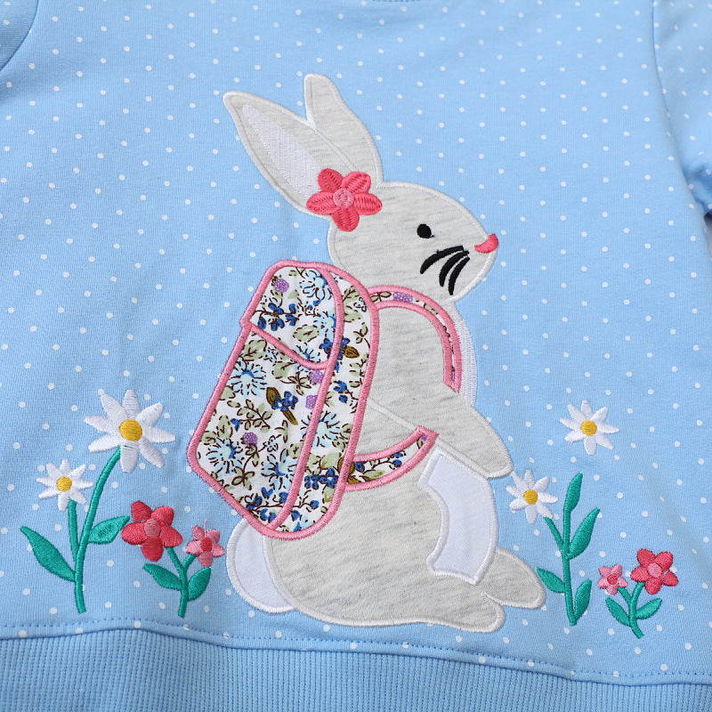 Mädchen Sweatshirt mit niedlichem Hasen- und Blumenmotiv