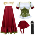 Damen nan traditionelles Dirndl Trachtenkleid Ensemble mit verstellbarem Corsagenmieder und langem Stufenrock
