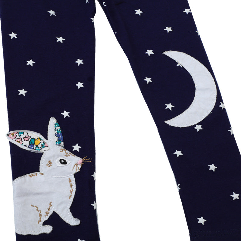 Mädchen Leggings mit verspieltem Hasen- und Sternenmotiv
