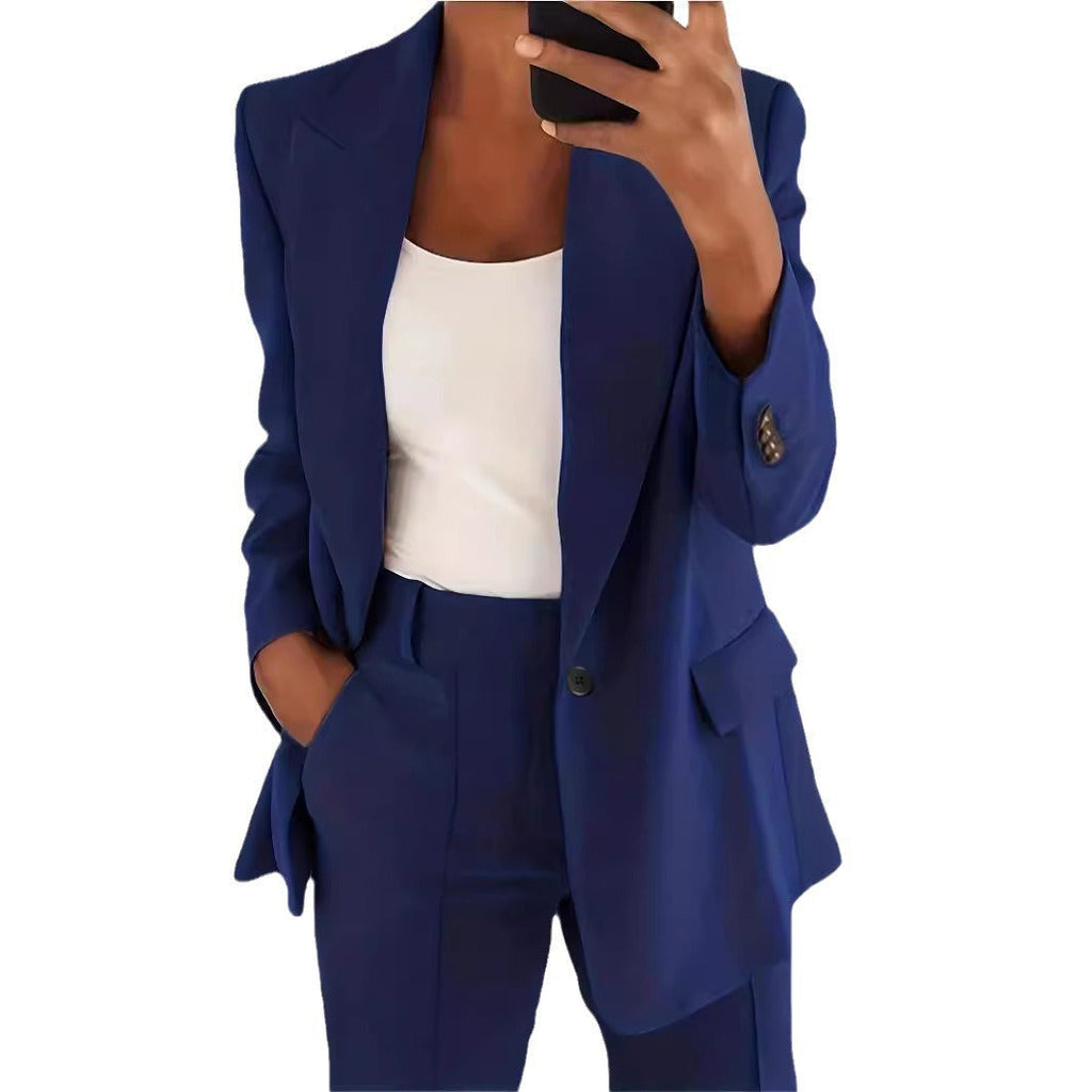 Damen nan taillierter Blazer-Hosen Businessanzug aus Stretchstoff