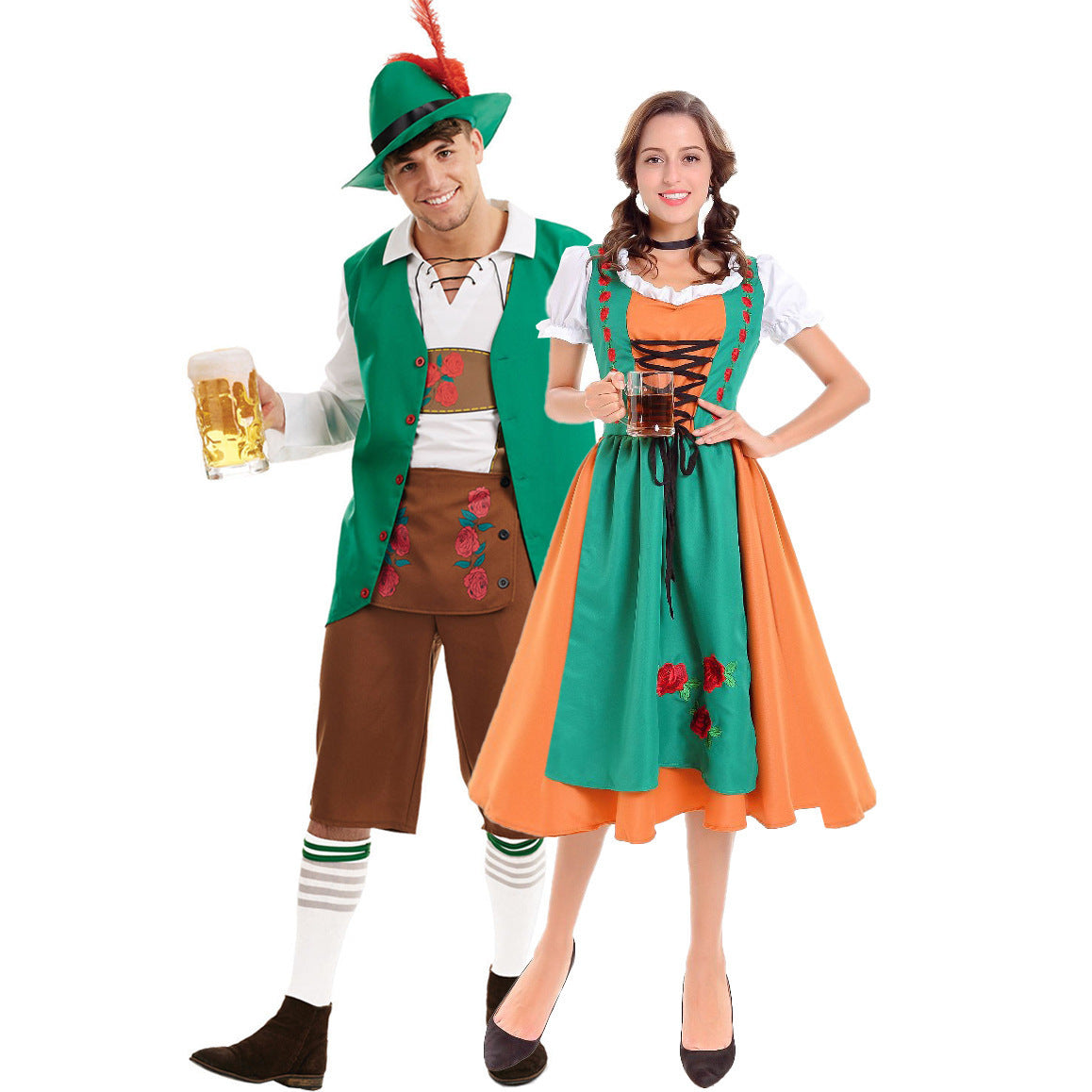 Damen nan traditionelles Dirndlkleid mit Schürze und geschnürtem Mieder