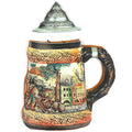 Unisex nan traditioneller keramischer Bierkrug mit Zinndeckel und handbemaltem Reliefmotiv