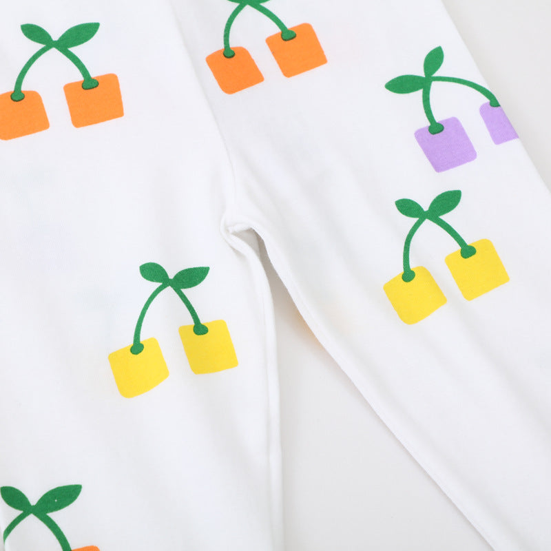 Mädchen Leggings mit fröhlichem Blüten- und Pflanzenmuster