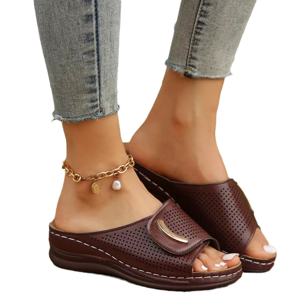 Damen Atmungsaktive und elegante Slide-Pantoletten mit modischer Perforation Selmira