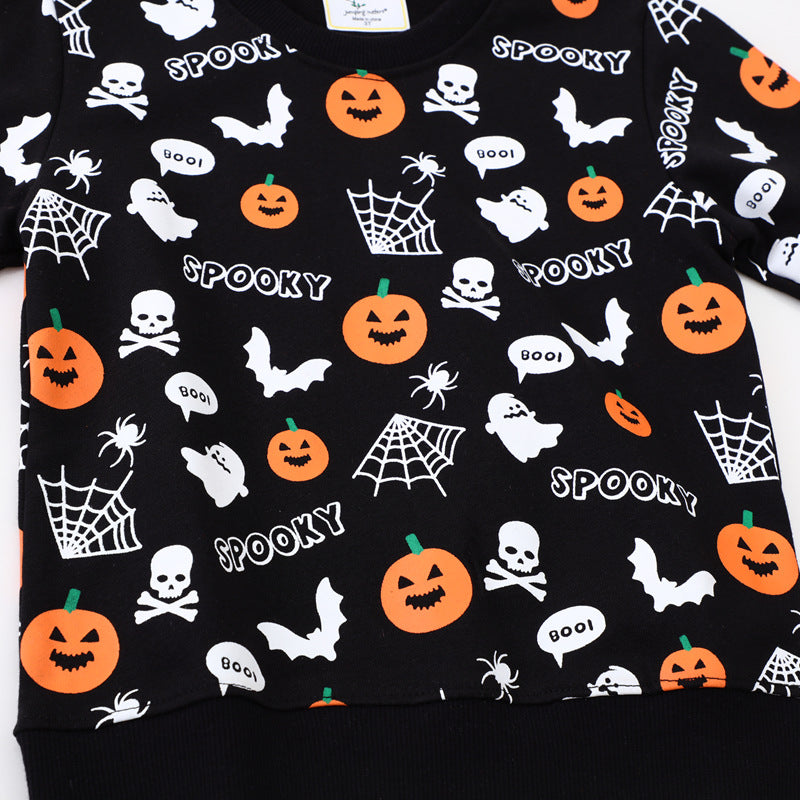 Kinder Sweatshirt mit gruseligem Halloween-Motiv
