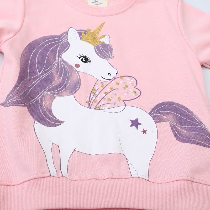 Mädchen Sweatshirt mit Einhorn-Applikation