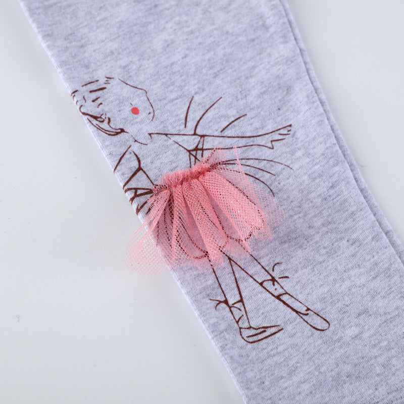 Mädchen Leggings mit niedlicher Ballett-Tüllapplikation