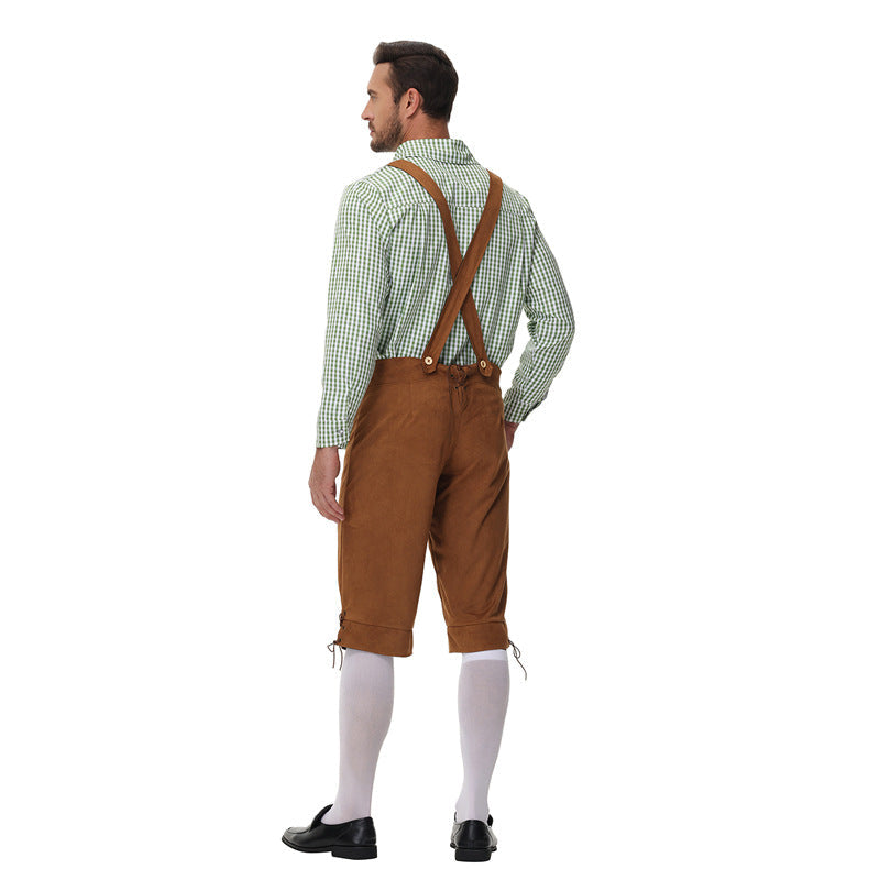 Herren nan traditionelle Trachtenlederhose mit Hosenträgern und Stickereien