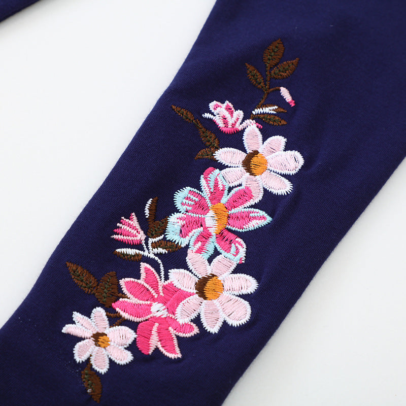 Mädchen Leggings mit floralem Stickdesign