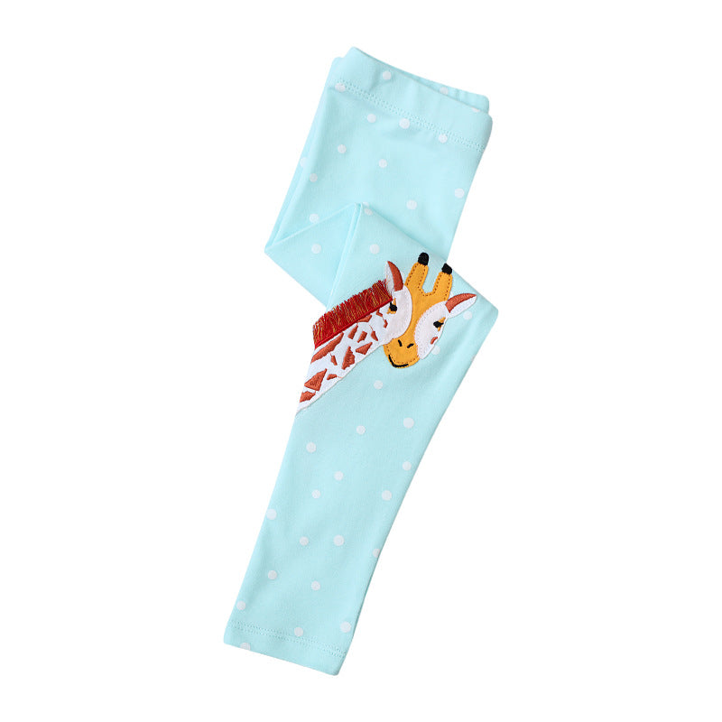 Mädchen Leggings mit entzückender Giraffen- und Regenbogenapplikation