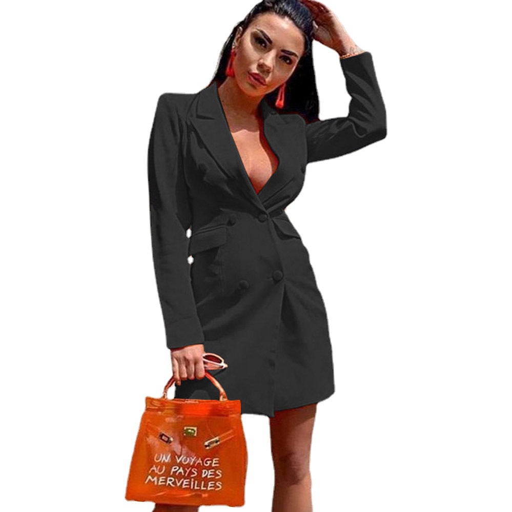Damen Eleganter Blazer-Kleid mit doppelter Knopfreihe und figurbetontem Schnitt Selmira