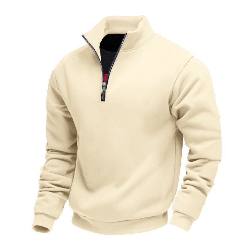 Herren nan halbhoher Reißverschluss-Sweatpullover mit Stehkragen weichem Fleecefutter und elastischen Bündchen