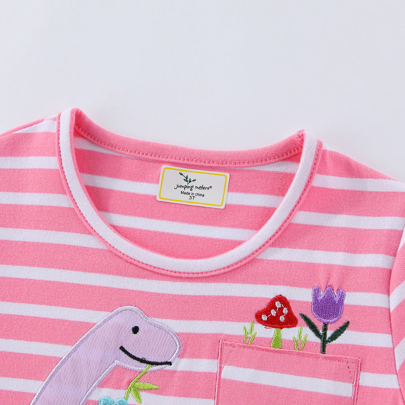 Mädchen Freizeitkleid mit verspieltem Dinosaurier-Motiv und Rüschensaum
