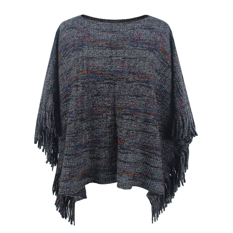 Damen kuscheliger Poncho mit fransigen Details Selmira