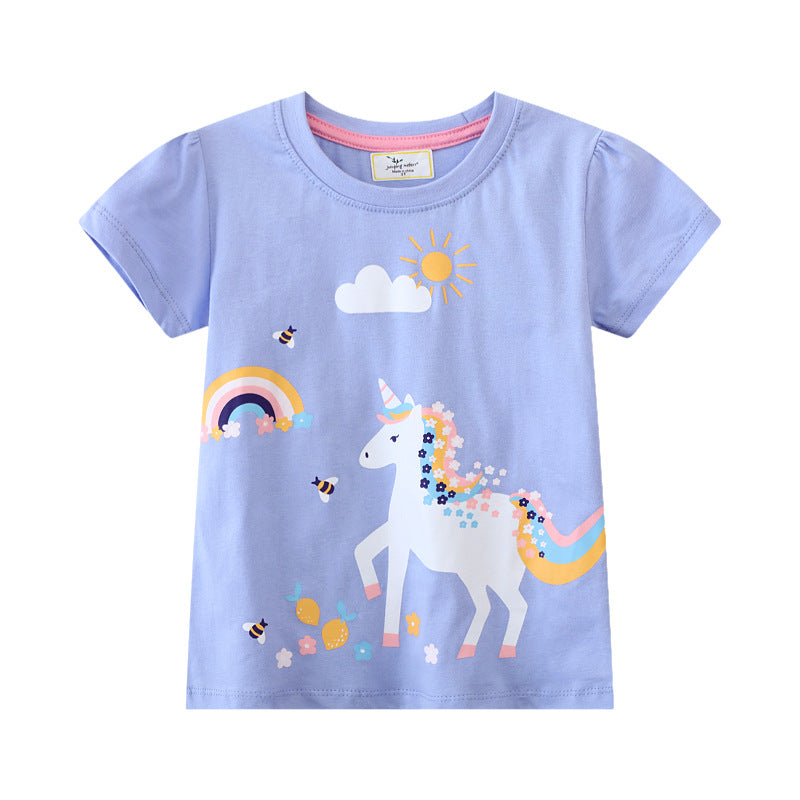 Mädchen T-Shirt mit verspieltem Einhorn-Design