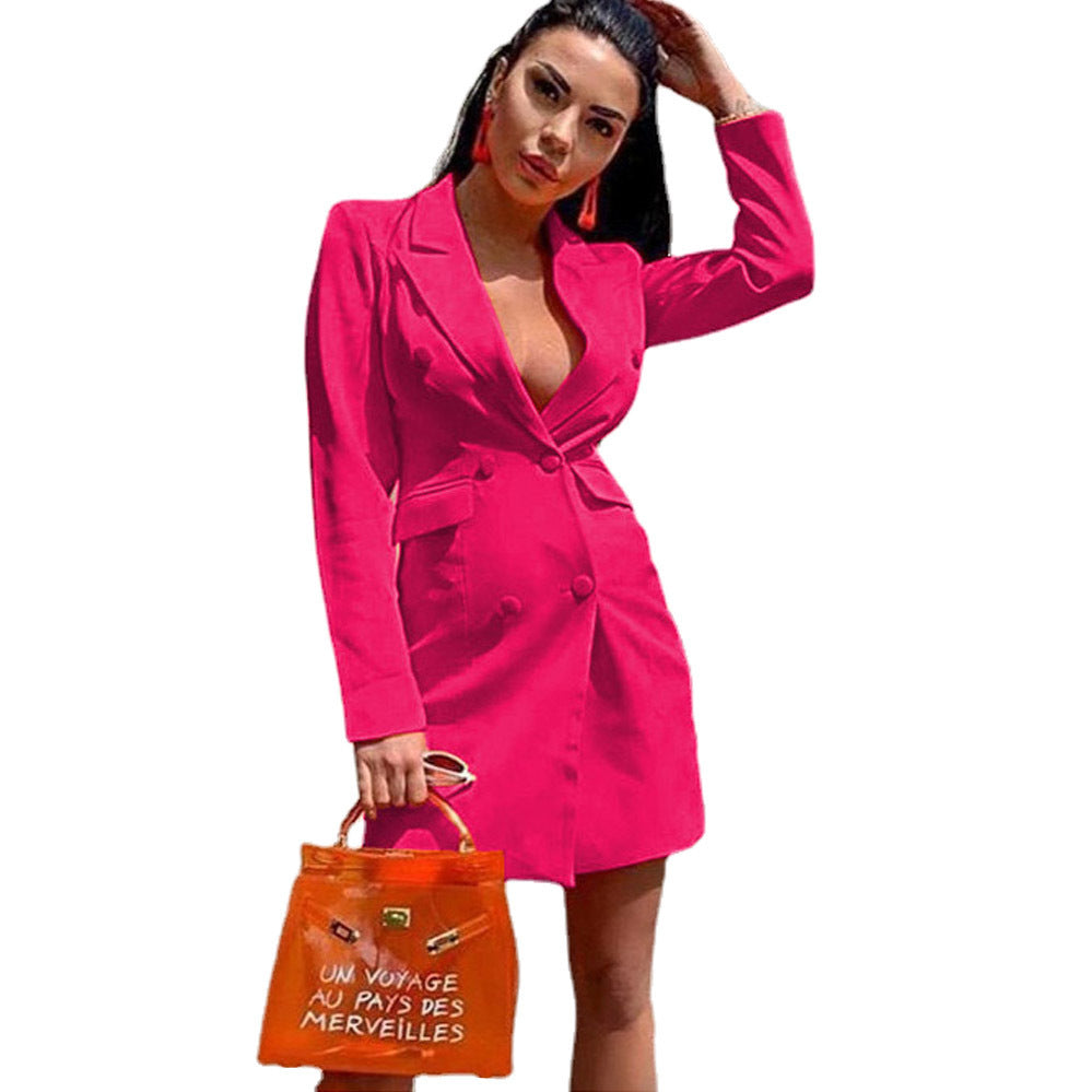 Damen Eleganter Blazer-Kleid mit doppelter Knopfreihe und figurbetontem Schnitt Selmira