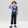 Herren nan bestickte Kindertracht Latzhose mit verstellbaren Hosenträgern und Kontrastnähten