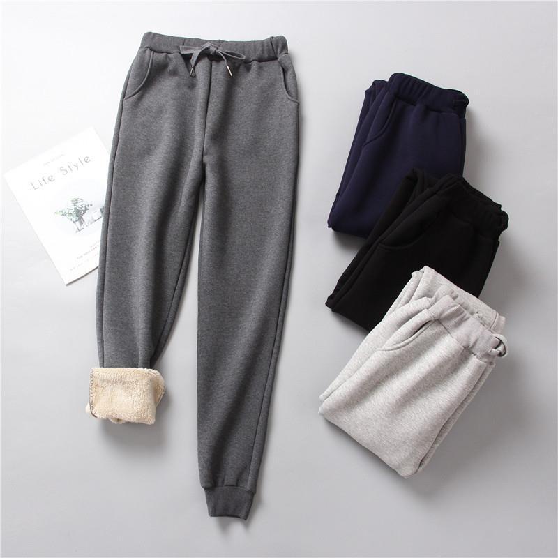 Damen nan gefütterte Therm-Jogginghose mit Kordelzug, seitlichen Eingrifftaschen und schmalem Bein