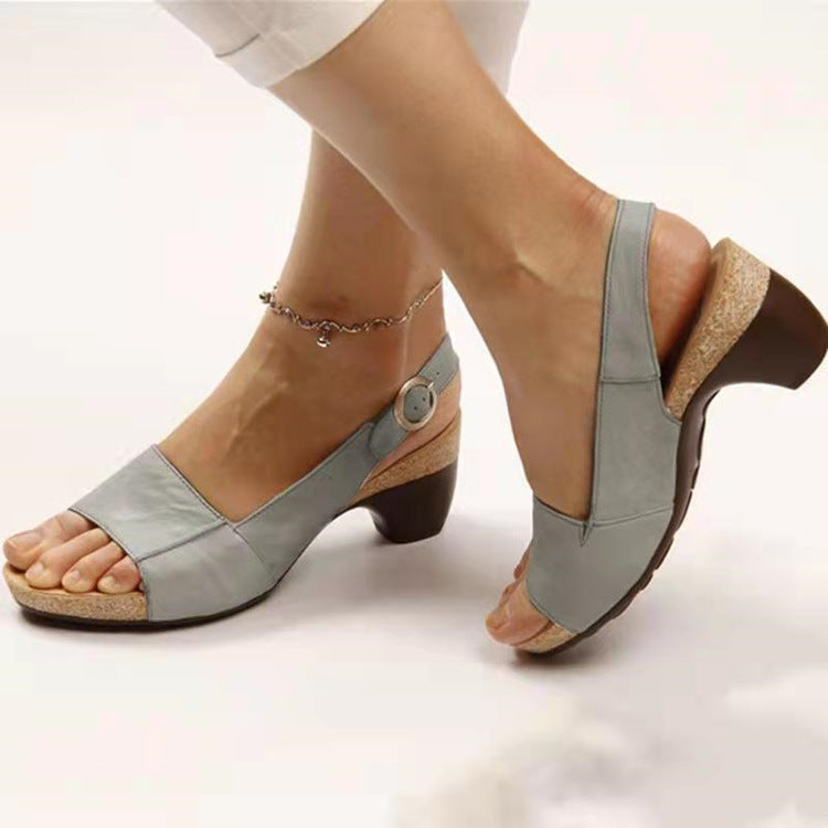 Damen Komfortable Absatzsandalen mit anatomischem Fußbett und elegantem Riemen Heidi-Mode