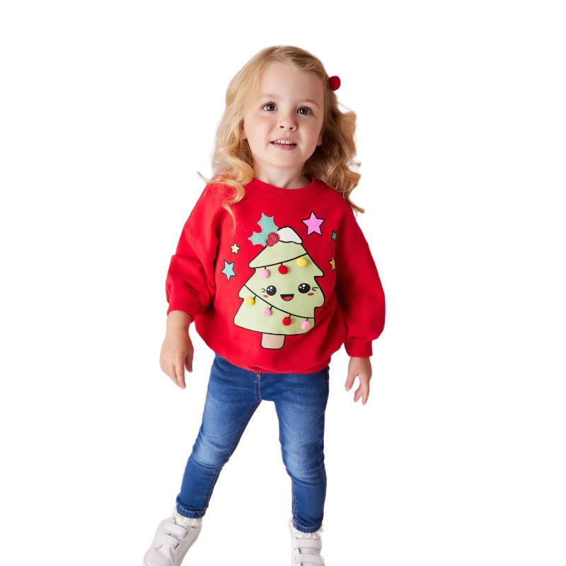 Mädchen Sweater mit festlichem Weihnachtsbaum-Motiv